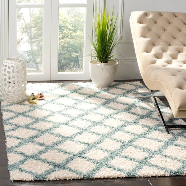 Safavieh SGD258J Dallas Shag Ivory, Seafoam Area Rug - 10& x 14&