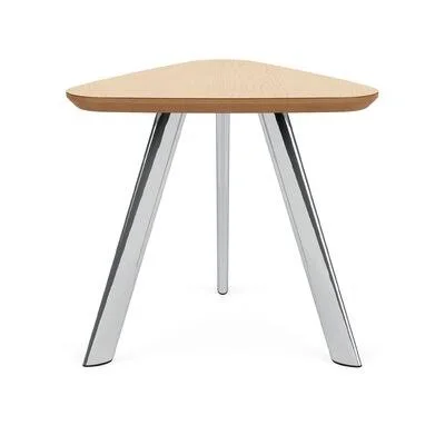 Willow 3 Legs End Table Lesro Table Top Color: Natural Maple - Table Base Color: Chrome Plating