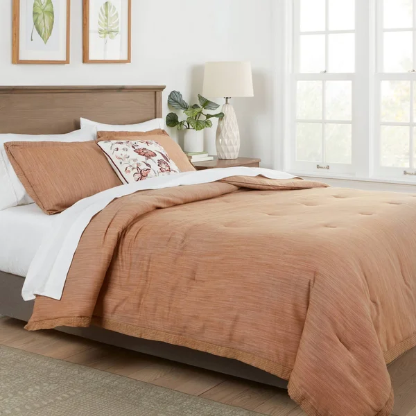 Twin/Twin XL Chambray Family-friendly Comforter & Sham Set Tweed Brown - Threshold