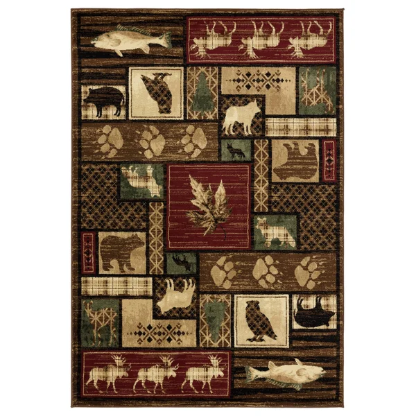 Wild Life Collection Multicolor Polypropylene Area Rug - 5&2&& x 7&5&&