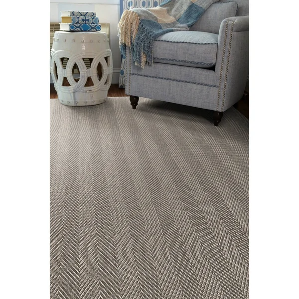 Porch & den Reiling Stripe Indoor/Outdoor Flat-Weave Rug - 5&0 x 7&0 - Frost
