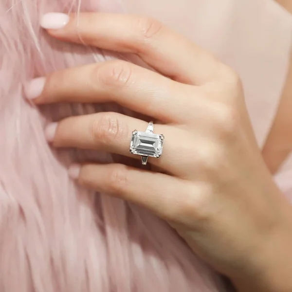 Berricle Sterling Silver Emerald Cut Cubic Zirconia CZ Statement Solitaire Wedding Engagement Ring 8.7 CTW Size 6