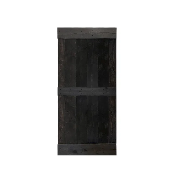 CALHOME Mid-Bar Series Stained Solid Wood Interior Sliding Barn Door - Charcoal Black - 36 x 84