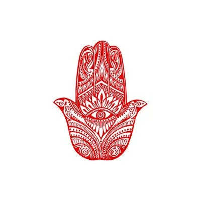 Bungalow Rose Eli Hamsa Hand Fish Eye Wall Decal, Red