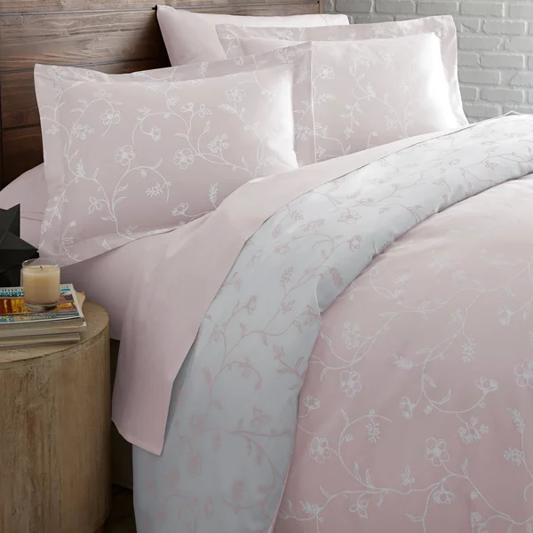 Sweetbrier Luxury Cotton Reversible Duvet Cover and Sham Set - Sand/Sand - King - Cal King