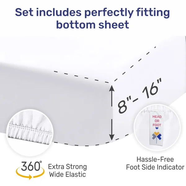 California Design den Cloud-Weight Silky Soft 500 Sateen, 100% Cotton Sheets Set, Cooling & Deep Pocket Fresh Navy Blue Sp