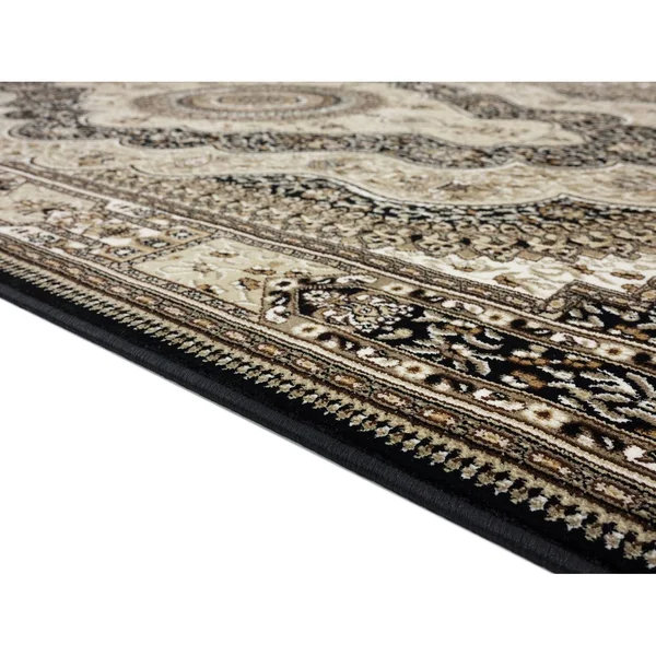 Prime Collection Border Area Rug - 8' Runner - Black/Cream