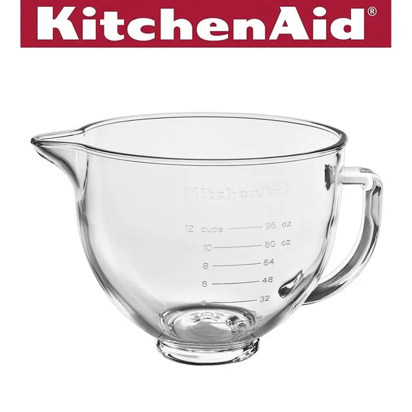 KitchenAid 5 qt. Tilt Head Glass Bowl with Measurement Markings & Lid