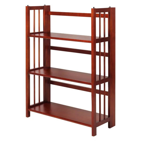 Folding 3 Tier Bookshelf (Stackable) Mahogany