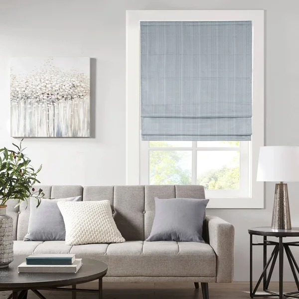 Madison Park 100% Polyester Basketweave Room Darkening Cordless Roman Shade - MP40-7318