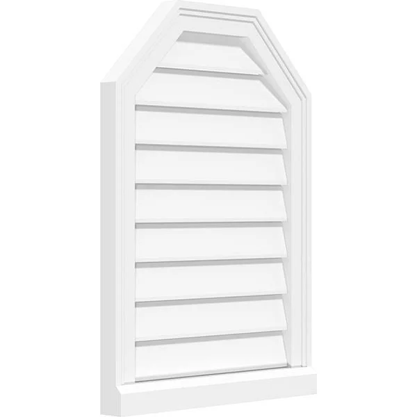 Ekena Millwork GVPOT20X4003SF 20x22W x 40x22H Octagonal Top Surface Mount PVC Gable Vent: Functional, w/ 2x22W x 2x22P Brickmoul