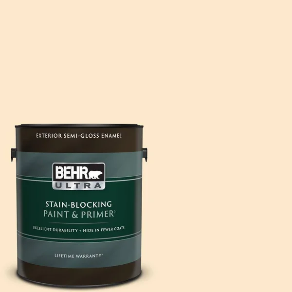 BEHR Ultra 1 gal. #YL-W02 Spanish Lace Semi-Gloss Enamel Exterior Paint & Primer