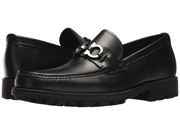 Salvatore Ferragamo Men's David Gancini Bit Leather Loafers - Black - Size 13