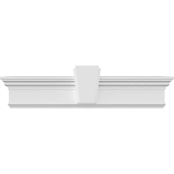 Ekena Millwork CRH07X87KA 87x22 Bottom Width x 90 7/8x22 Top Width x 7 1/4x22H x 1x22P Traditional Crosshead w/ Deco Keystone