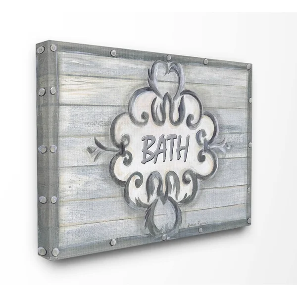Stupell Home Decor Bath Scroll Canvas Wall Art - Grey, 36x48