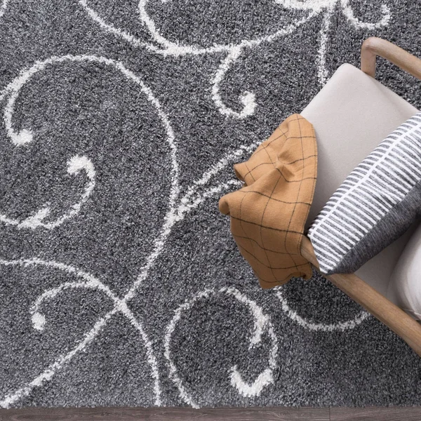 Tayse Soho Shag Benji SOH1101 Gray Area Rug Round 5&3x22 x 5&3x22