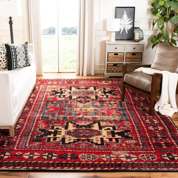 Safavieh Vintage Hamadan Rug Collection VTH213M - Light Blue - Black - 5&-3x22 x 7&-6x22