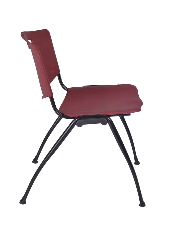 Cain 36x22 Round Breakroom Table- Beige & 4 &M& Stack Chairs- Burgundy