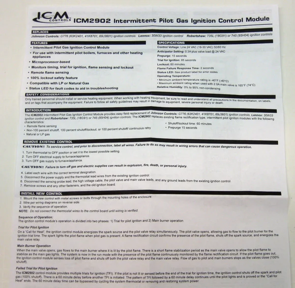 Icm Controls ICM2902 IPI GAS Ignition Control