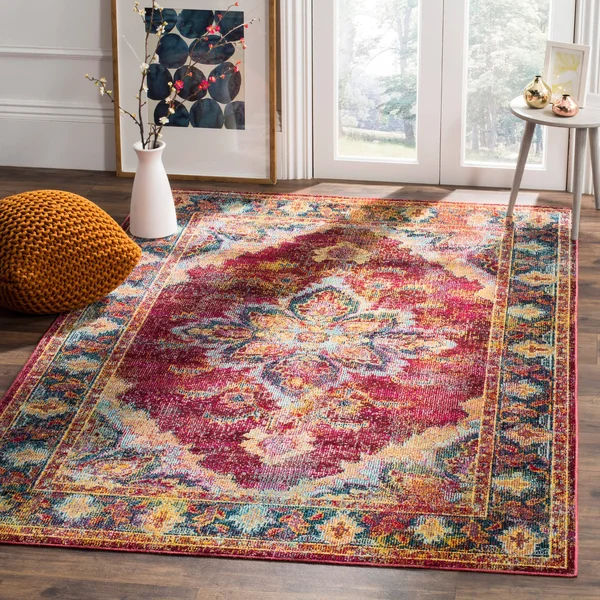 Safavieh CRS508R Crystal Ruby, Navy Area Rug - 4& x 6&