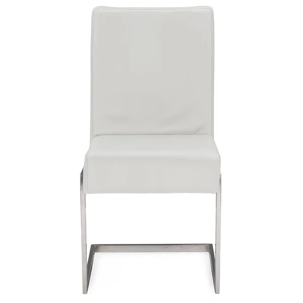 Baxton Studio Toulan Modern and Contemporary White Faux Leather Upholstered Stainless Steel Dining Chair (Set of 2)