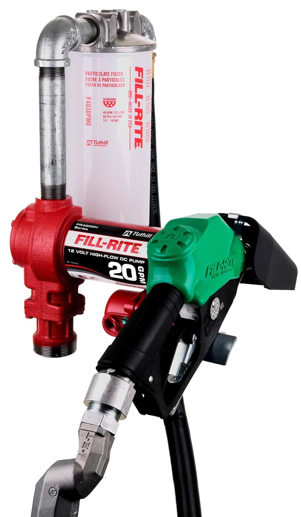 Fill-Rite FR4220HDSFQ Self-Priming Cast Iron 12V 20-GPM Fuel TRANSFER Pump Kit - Red
