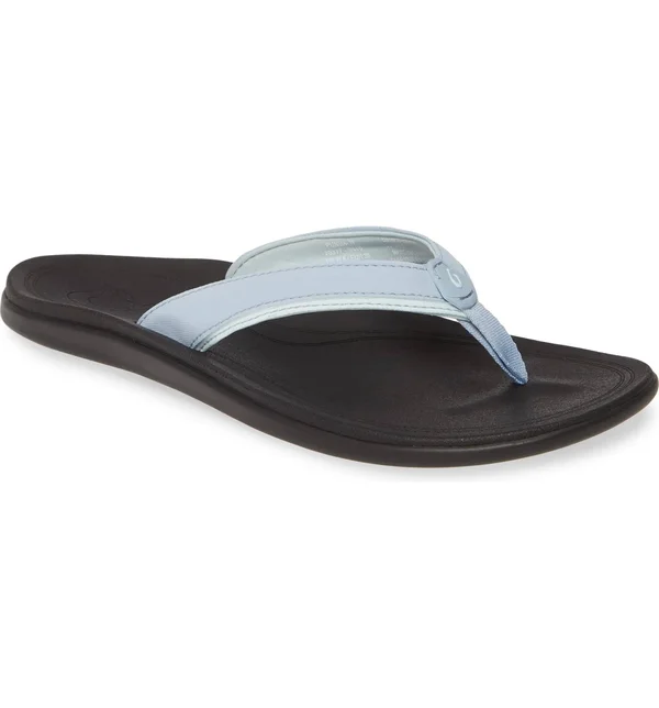 Olukai Punua Women's Beach Sandals Cloud Blue, Black - 10