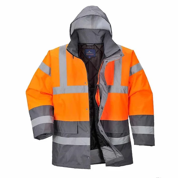Portwest Hi-Vis Two Tone Traffic Jacket S467 - Orange/Grey, L