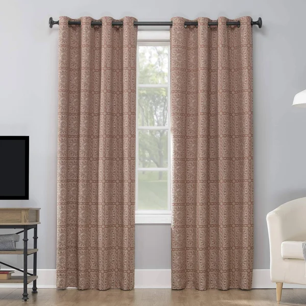 Sun Zero Evie Medallion Jacquard Theater Grade Extreme 100% Blackout Grommet-Top Curtain PANEL - Orange