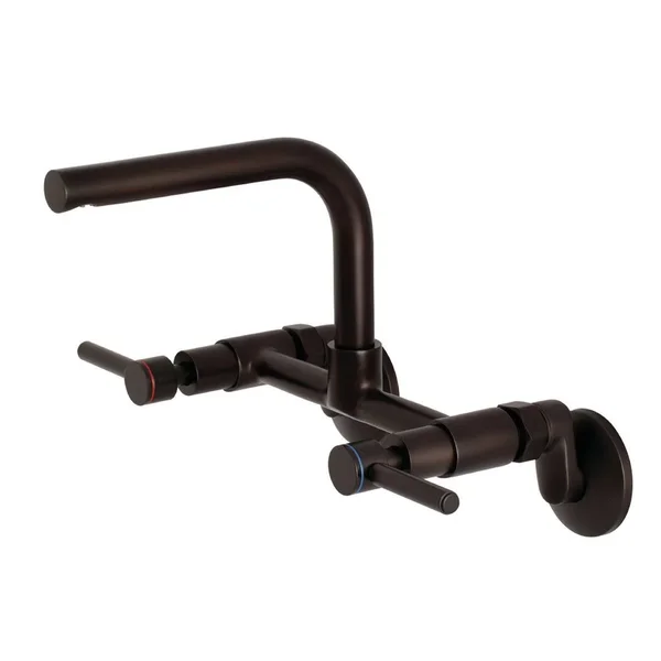 Kingston Brass KS812PB Concord 8x22 Adjustable Center Wall Mount Kitchen Faucet - Polished Brass