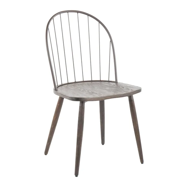 Riley High Back Chair - Black Metal - Black Wood - Set of 2