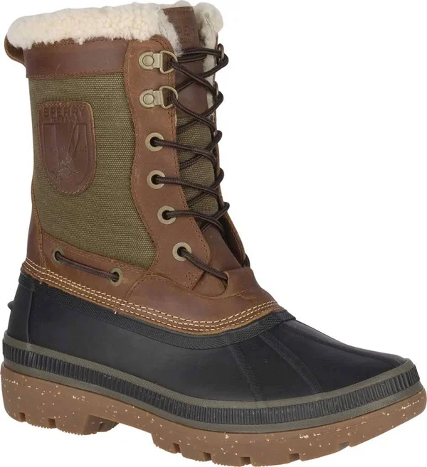 Men's Sperry Ice Bay Tall Waterproof Snow Boot Brown/ Olive
