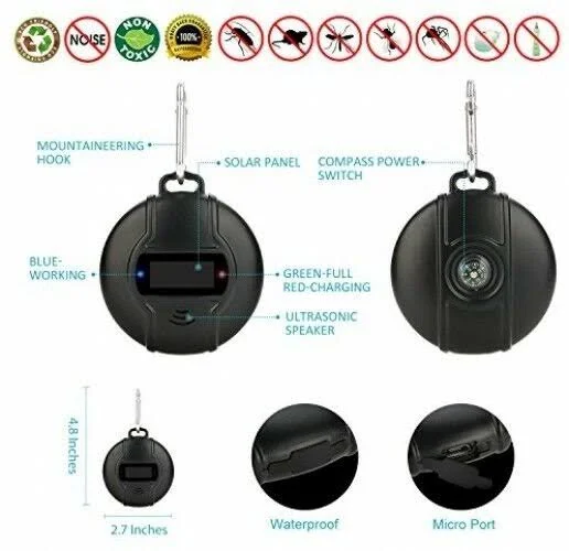 Solar Portable Ultrasonic Pest Repeller - Anti Mosquito Ultrasonic PES