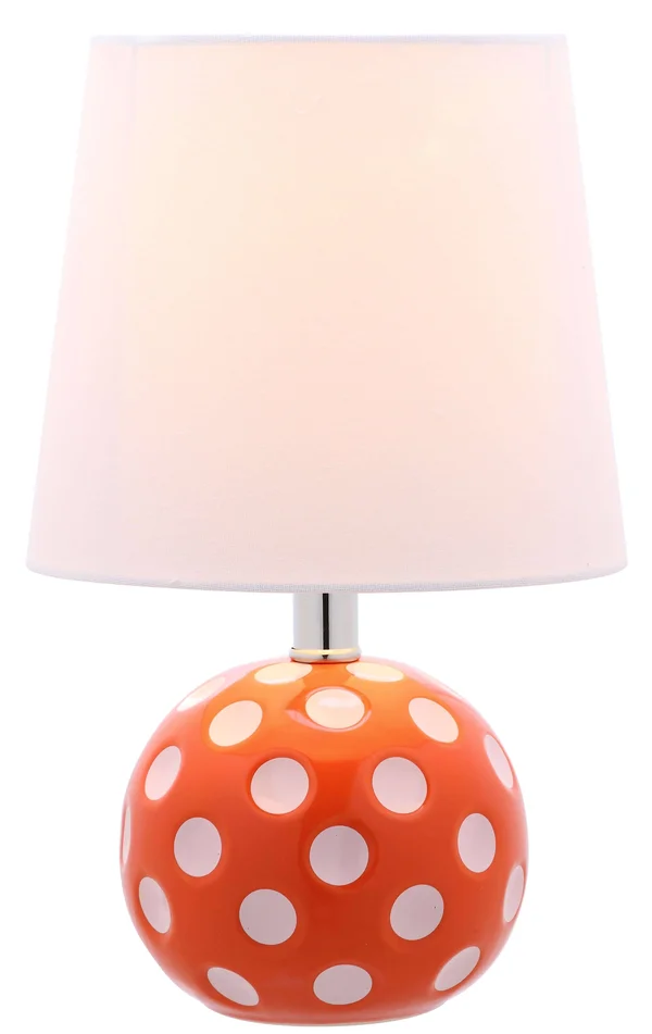 Safavieh Kids Polka Dot Circle Mini Table Lamp with CFL Bulb, Orange/White