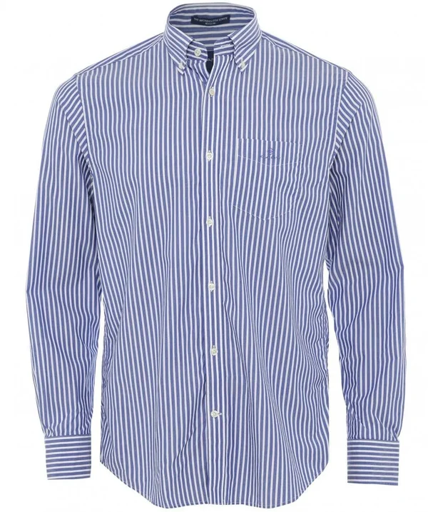 Gant Regular Fit Tech Prep Stripe Seersucker Shirt, Blue (S)