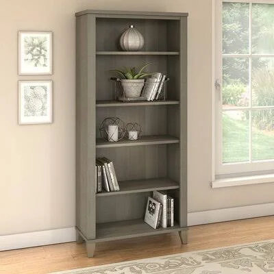 Masala 5 Shelf Standard Bookcase Red Barrel Studio Color: Ash Gray