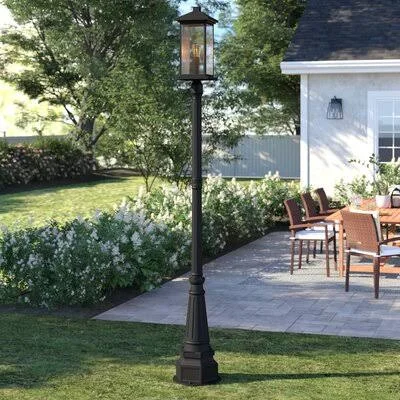 Lovette 1-Light 97x22 Post Light Sol 72 Outdoor Finish: Black, Size: 109.38x22 H x 9.25x22 W x 9.25x22 D