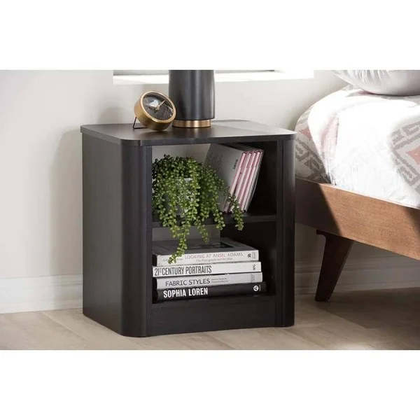 Baxton Studio Carlingford Modern and Contemporary Espresso Brown Finished Wood 2-Shelf Nightstand