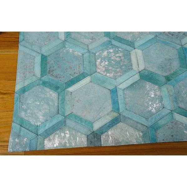 Nourison Michael Amini City Chic MA100 5&3x22 x 7&5x22 Turquoise Area Rug
