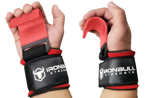 Lifting Hooks, Weight Lifting Hooks - Red/Black