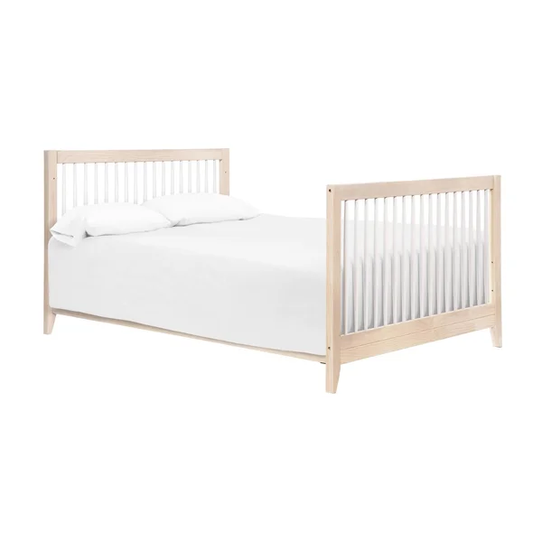 Babyletto Sprout 4-in-1 Convertible Crib with Toddler Bed Conversion Kit - Washed Natural - White