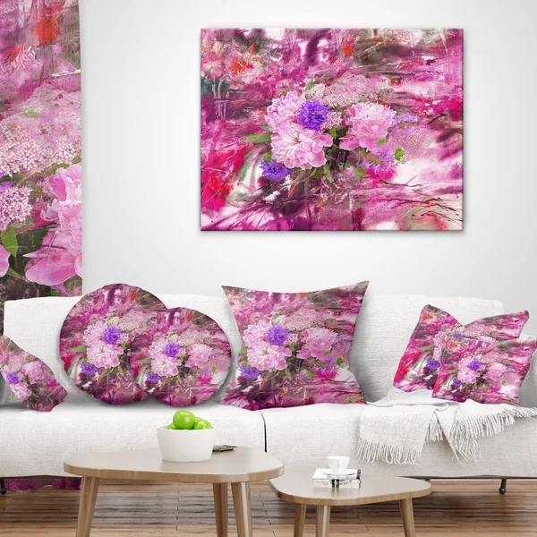 Design Art 'Abstract Background with Pink Peony' Painting Print on Wrapped Canvas, Size: 30 inch H x 40 inch W x 1 inch D