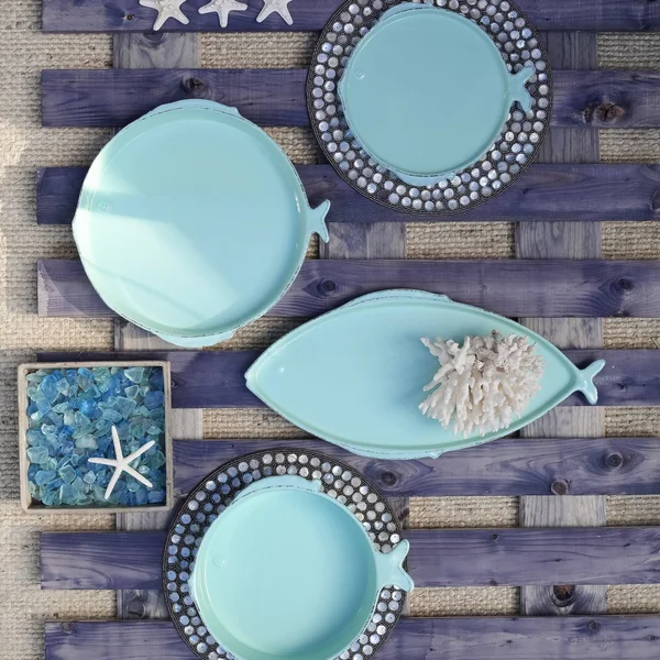 Vietri Lastra Fish Aqua Large Oval Platter