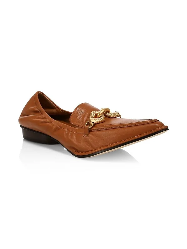 Tory Burch Women's Jessa Point-toe Leather Loafers - Cinnamon - Size 9