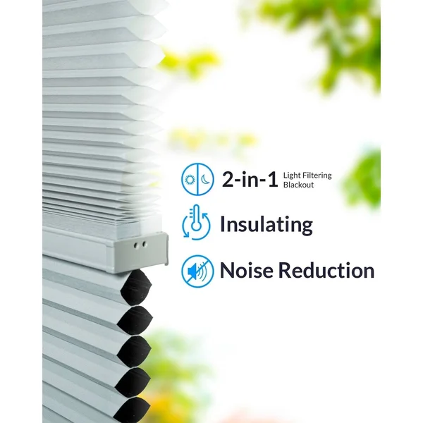 Chicology Day N& Night Cordless Cellular Shades - Grey Sheen - Gray Sheen - 51x22 x 72x22