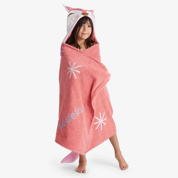 Company Kids Hooded Towel - Orange/Coral, Cotton, Fox, The Company Store