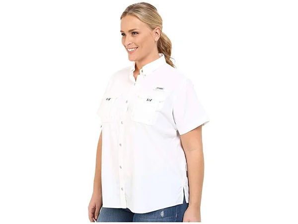 Columbia 139655 Women's PFG Bahama Short Sleeve Shirt - White 2x