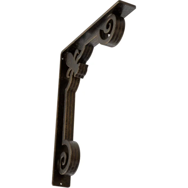 Fleur De Lis Wrought Iron Bracket Antiqued Brass 2x22W x 12x22D x 15x22H - (Triple Center Brace)