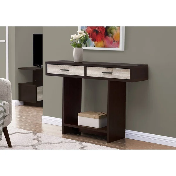 Monarch Accent Table - 48x22L, Cappuccino, Taupe Reclaimed Wood