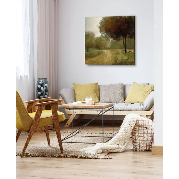 Wexford Home Country Road -Gallery Wrapped Canvas - Yellow - Blue, Green, Red, Black, White, Size: 40 x 40